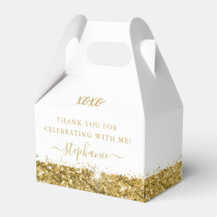 Caixinha De Lembrancinhas Dourada Glitter Confetti Birthday Mitzvah Obrigado