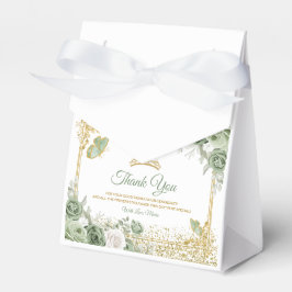 Caixinha De Lembrancinhas Dourada Quinceañera Sage Borboleta Verde