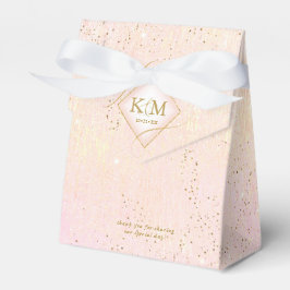 Caixinha De Lembrancinhas Dourado Abstrato de Casamento V2 Blush ID867
