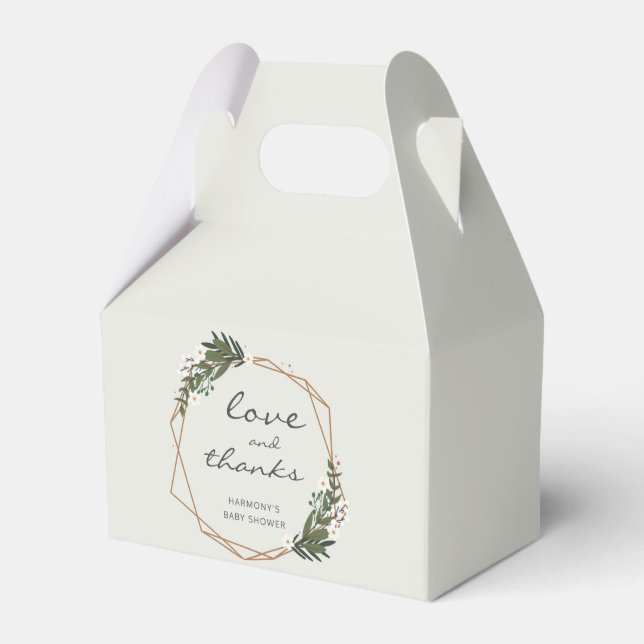 Caixinha De Lembrancinhas Dourado Chá de fraldas Geométrico Sexo Neutro (Frente)