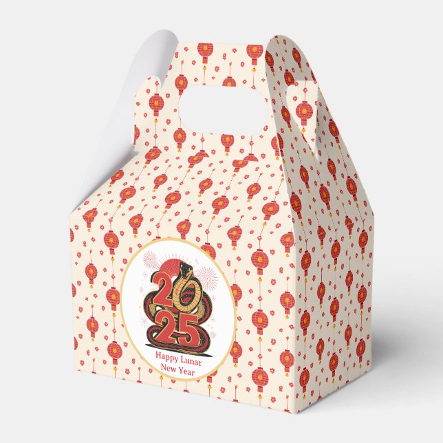 Caixinha De Lembrancinhas Dourado E Feliz Ano Novo Do Cobra (Frente)