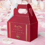 Caixinha De Lembrancinhas Dourado e vermelho legante, Casamento de Anéis de<br><div class="desc">Elegante e romântico, sofisticado e decorativo moderno Obrigado a caixa para Casamentos com um belo fundo de vibrante rubi vermelho com borda dourada e um par de anéis de casamento de na moda, um design de classe bonito para o seu dia especial. Ideal para eventos de Primavera e Verão, mas...</div>