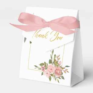 Caixinha De Lembrancinhas Dourado obrigado de casamento, rosa e branco