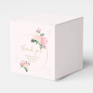 Caixinha De Lembrancinhas Dourado Romântico Floral Obrigado Casamento
