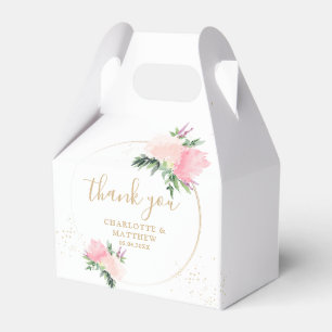 Caixinha De Lembrancinhas Dourado Romântico Floral Obrigado Casamento