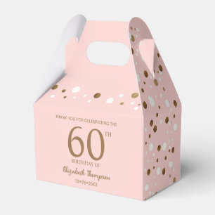 Caixinha De Lembrancinhas Dourado Rosa, Confetti, 60º aniversário Personaliz