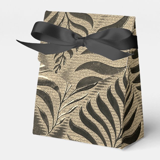 Caixinha De Lembrancinhas Dourado tenente do Motif Folha (Frente)