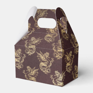 Caixinha De Lembrancinhas Dragão da Borgonha e Vintagem Dourada