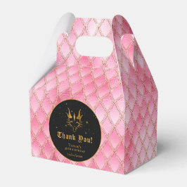 Caixinha De Lembrancinhas Dragão Rosa Escala Dourado Aniversário Obrigado