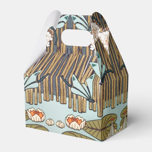 Caixinha De Lembrancinhas Dragões Água Lírios Marsh Art Nouveau (Frente)