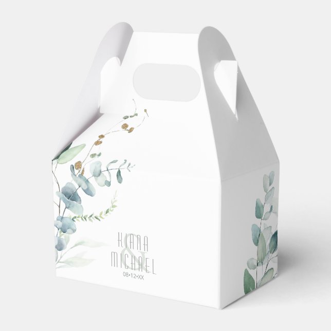 Caixinha De Lembrancinhas Dreamy Greenery Wedding Green/Blue V2 ID817 (Frente)