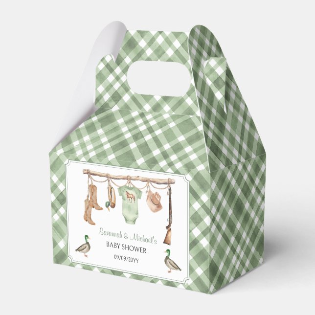 Caixinha De Lembrancinhas Duck Hunter Baby Shower Favor Box (Frente)