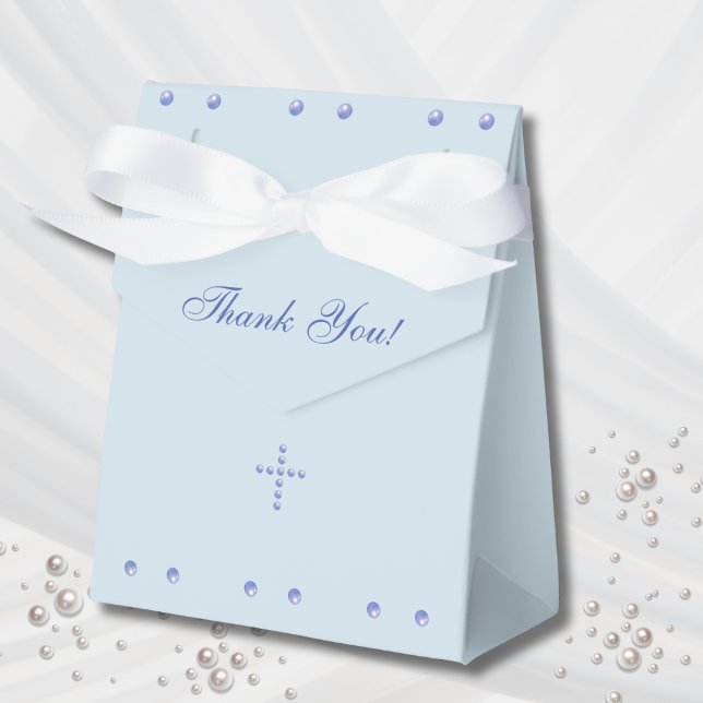 Caixinha De Lembrancinhas Dusty Blue Cross Christian Baptism (Criador carregado)