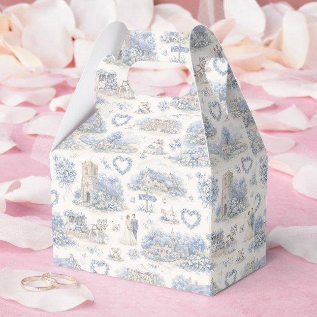 Caixinha De Lembrancinhas Dusty Blue English Village Wedding Watercolor (Casamento)