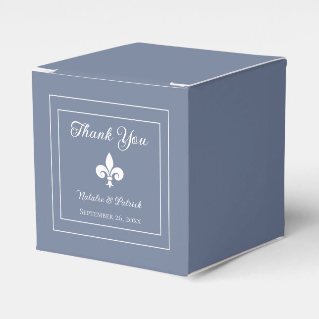 Caixinha De Lembrancinhas Dusty Blue Fleur de Lis Boxes (Frente)
