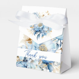 Caixinha De Lembrancinhas Dusty Blue Floral Dourado Box