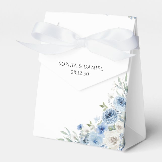 Caixinha De Lembrancinhas Dusty Blue Ivory Weding Box (Frente)
