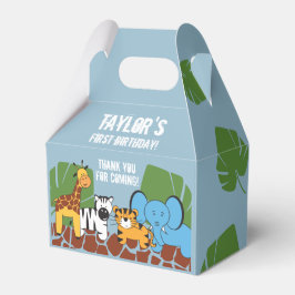 Caixinha De Lembrancinhas Dusty Blue Safari Primeira Festa de aniversário