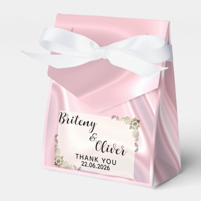 Caixinha De Lembrancinhas Dusty Pink Iridescent Holographic Silk weeding    (Frente)