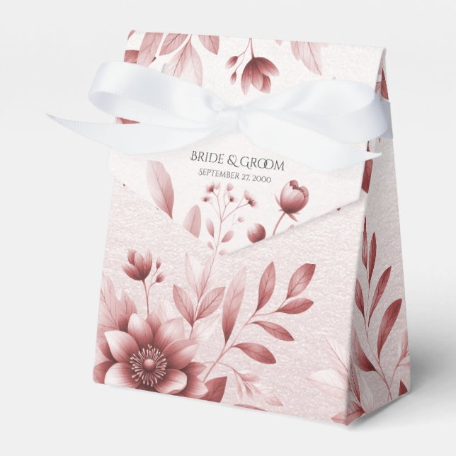 Caixinha De Lembrancinhas Dusty Rosa Floral Favor Box (Frente)