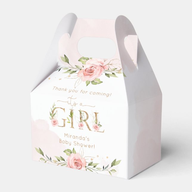 Caixinha De Lembrancinhas É um chá de fraldas floral de menina Obrigado (Frente)