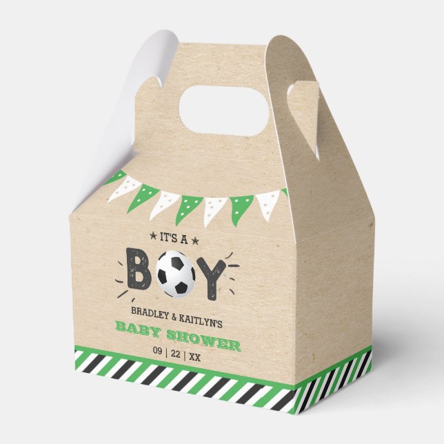 Caixinha De Lembrancinhas É um menino! Chá de fraldas de futebol pensado (Frente)