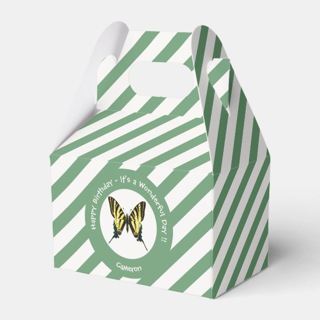 Caixinha De Lembrancinhas É uma Festa de aniversário de borboleta de Swallow (Verso)