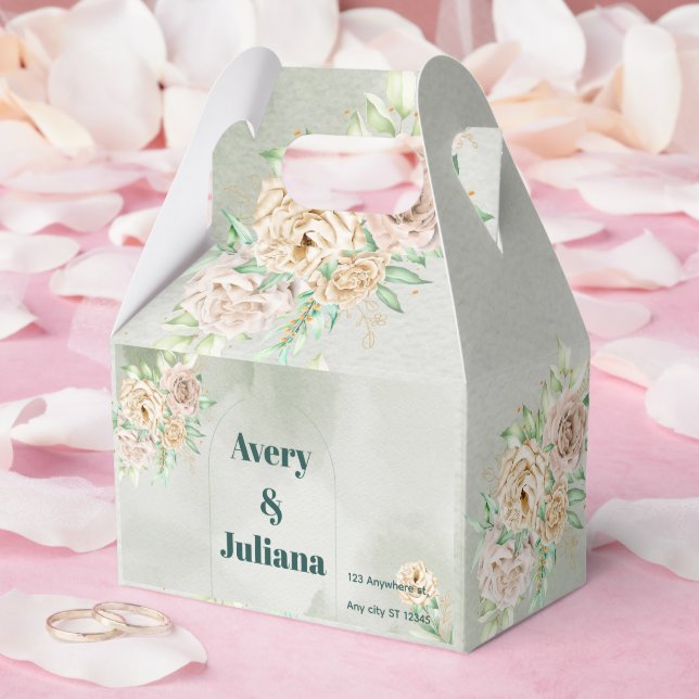 Caixinha De Lembrancinhas Earthy Shades Flowers Boho Elegant Sage Green (Casamento)