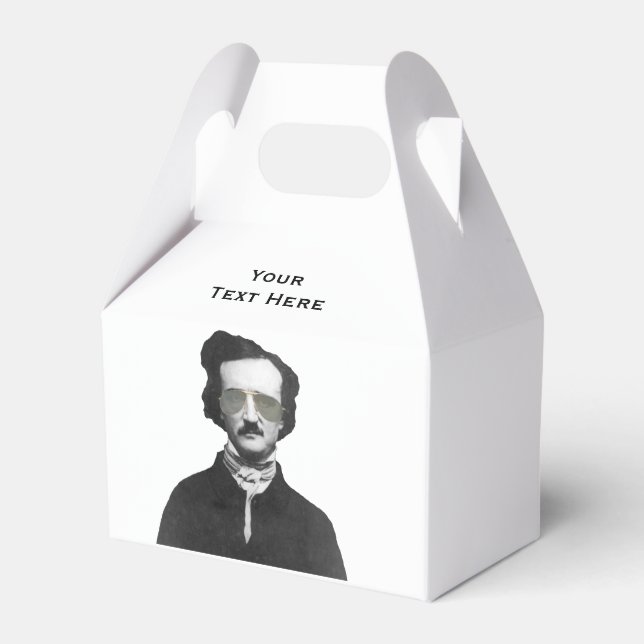 Caixinha De Lembrancinhas Edgar Allan Poe em óculos Sunglass Personalizado (Frente)