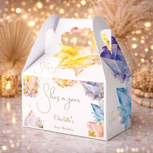 Caixinha De Lembrancinhas Ela é uma aquarela da Gem Birthday Crystals Girl (Criador carregado)