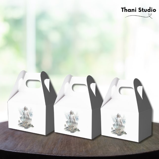 Caixinha De Lembrancinhas Ele é Risen Páscoa Religiosa Cruz Cristã (Criador carregado)