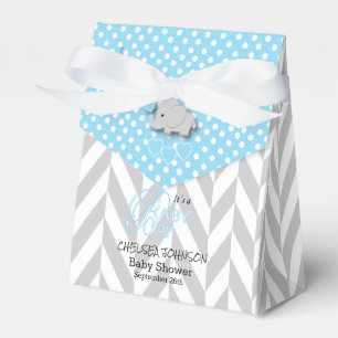 Caixinha De Lembrancinhas Elefante azul, branco e cinzento
