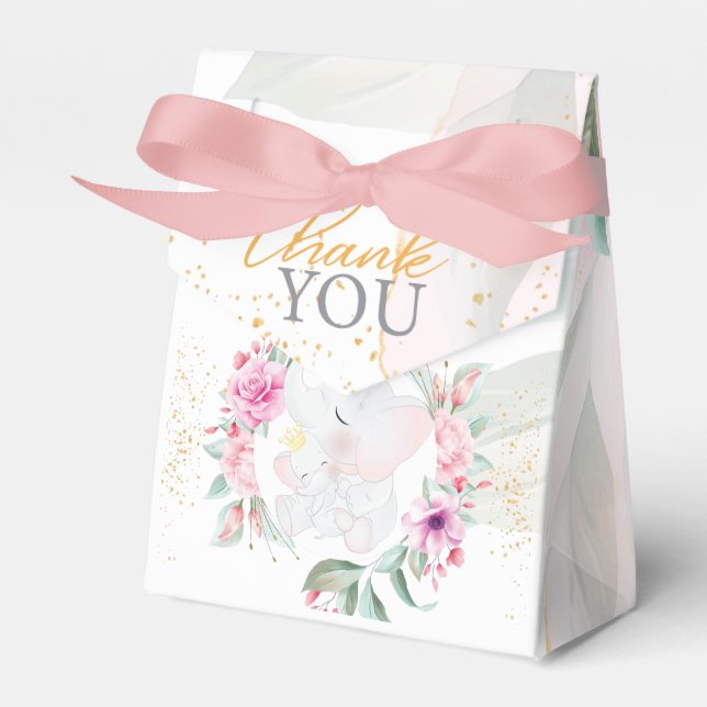 Caixinha De Lembrancinhas Elefante chá de fraldas Elegante (Frente)