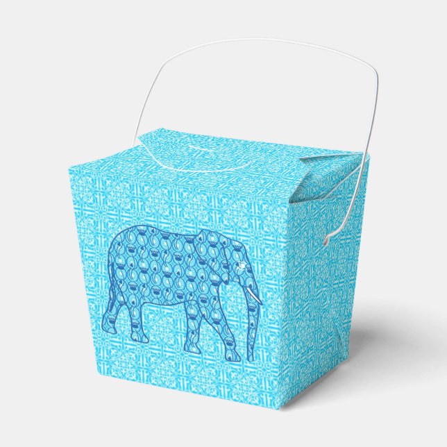 Caixinha De Lembrancinhas Elefante de flor de lótus - turquesa (Frente)