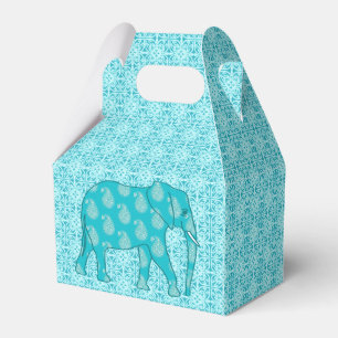 Caixinha De Lembrancinhas Elefante de Paisley - turquesa e aqua