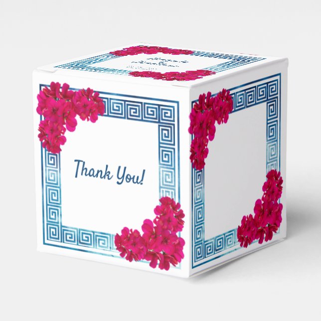 Caixinha De Lembrancinhas Elegância Grecian de Aquarela + Flores Rosa (Frente)