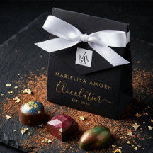 Elegant Black Gold Script Chocolatier Qr Code