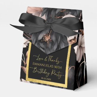 Caixinha De Lembrancinhas Elegant black rose gold birthday favors template