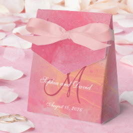 Caixinha De Lembrancinhas Elegant Chic Watercolor Pink Monogram Wedding
