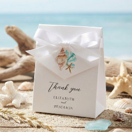 Caixinha De Lembrancinhas Elegant Coastal Seashell Thank you Beach Wedding