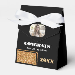 Caixinha De Lembrancinhas Elegant Congrats Formando Dourado Glitter Photo