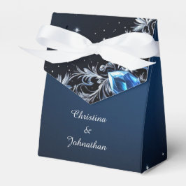 Caixinha De Lembrancinhas Elegant Dark Blue & Silver Wedding Favor Boxes
