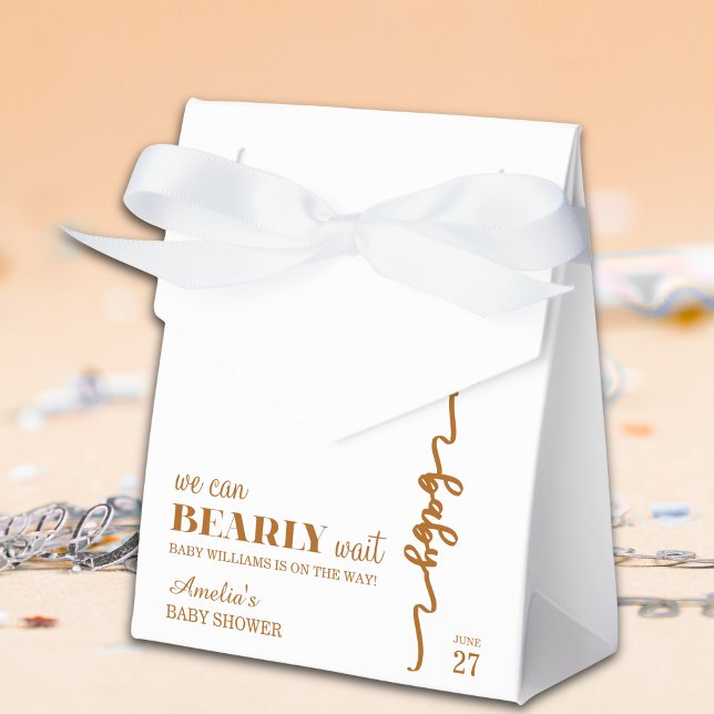 Caixinha De Lembrancinhas Elegant Gold Bear Balloon Bearly Wait Neutral (Criador carregado)