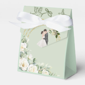 Caixinha De Lembrancinhas Elegant green Wedding Favor Bag with white Roses –