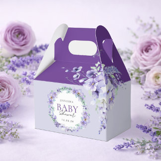Caixinha De Lembrancinhas Elegant Lavender Floral Baby Shower purple