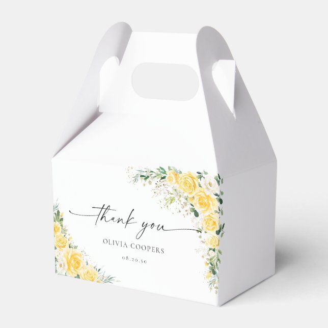 Caixinha De Lembrancinhas Elegant Yellow Baby Shower Favor Box (Frente)