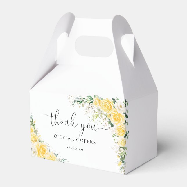 Caixinha De Lembrancinhas Elegant Yellow Baby Shower Favor Box (Frente)