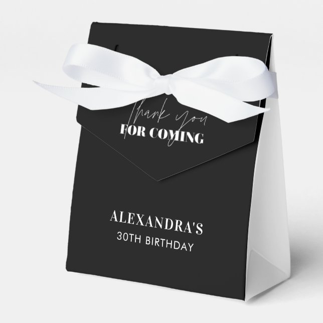 Caixinha De Lembrancinhas Elegante Black White Obrigado (Frente)