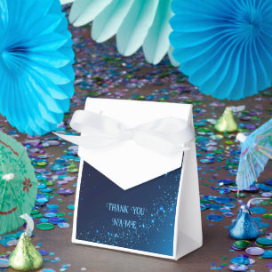 Caixinha De Lembrancinhas Elegante Blue Sparkle Design para Convites de casa