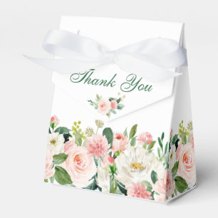 Caixinha De Lembrancinhas Elegante Blush Pink Flowers Chá de panela Verde